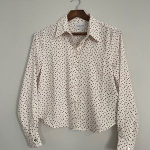 Sunday Best Cream Blouse with Black Heart Design
